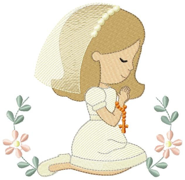 Praying girl embroidery designs - First Communion embroidery design machine embroidery pattern - Christian embroidery file - Christening