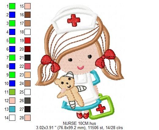 Nurse embroidery design - Doctor embroidery designs machine embroidery pattern - Nurse applique design - medical embroidery file hospital