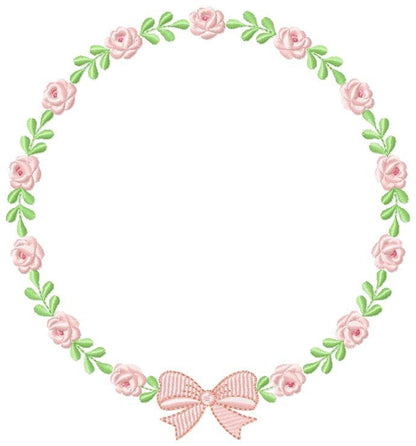 Roses laurel embroidery designs - Monogram embroidery design machine embroidery pattern - Floral Frame embroidery file - wreath of flowers