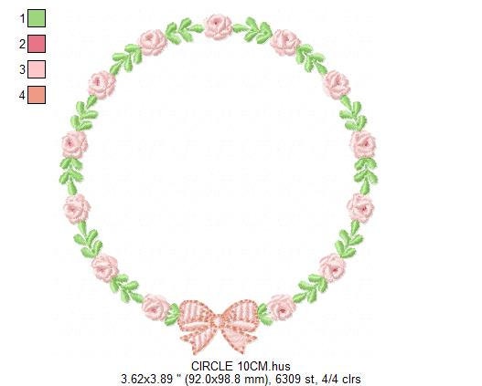 Roses laurel embroidery designs - Monogram embroidery design machine embroidery pattern - Floral Frame embroidery file - wreath of flowers