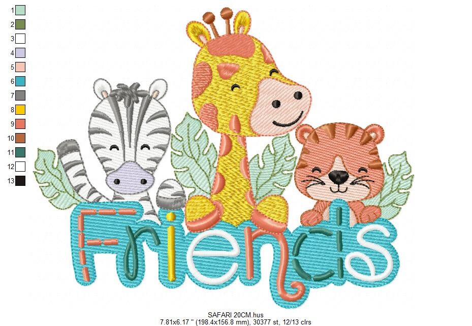 Safari embroidery designs - Animals embroidery design machine embroidery pattern - Giraffe embroidery file - Zebra embroidery Tiger design