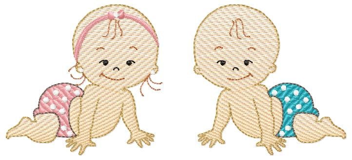 Baby boy embroidery design - Twins embroidery designs machine embroidery pattern - Toddler embroidery file - baby girl and boy download