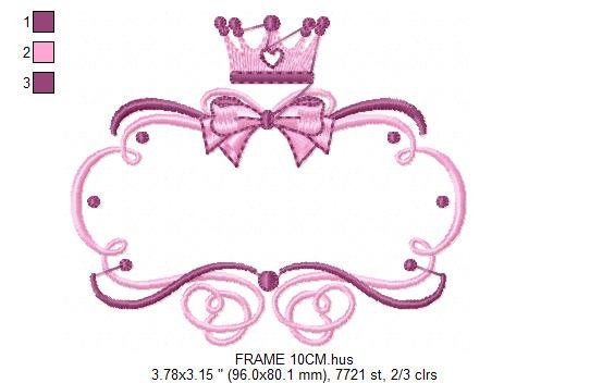 Crown embroidery designs - Princess Frame embroidery design machine embroidery pattern - newborn embroidery file - Princess Monogram frame