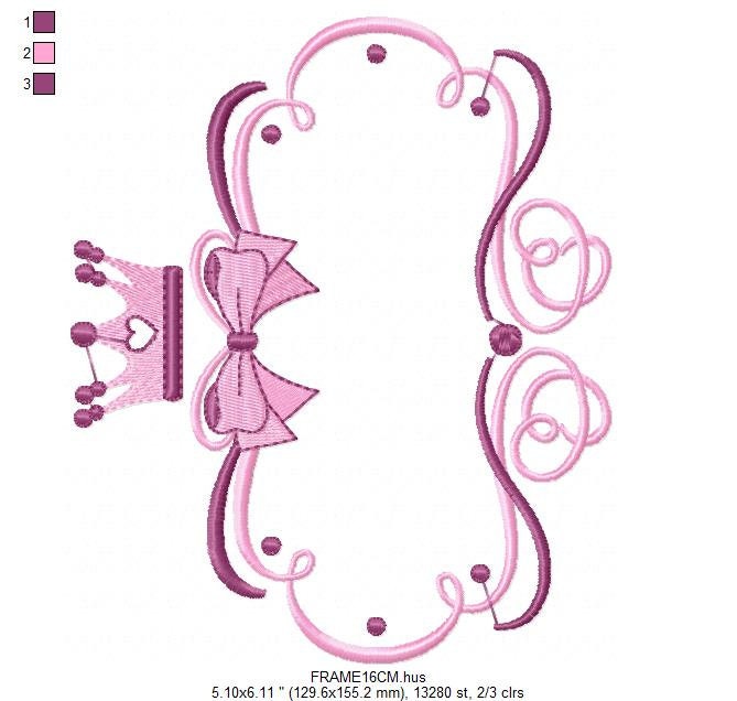 Crown embroidery designs - Princess Frame embroidery design machine embroidery pattern - newborn embroidery file - Princess Monogram frame