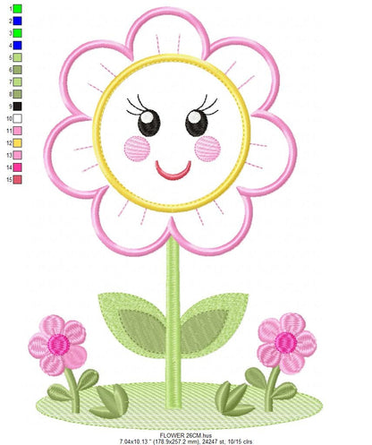 Flowers embroidery designs - Flower with face embroidery design machine embroidery pattern - Spring embroidery file - flower applique floral