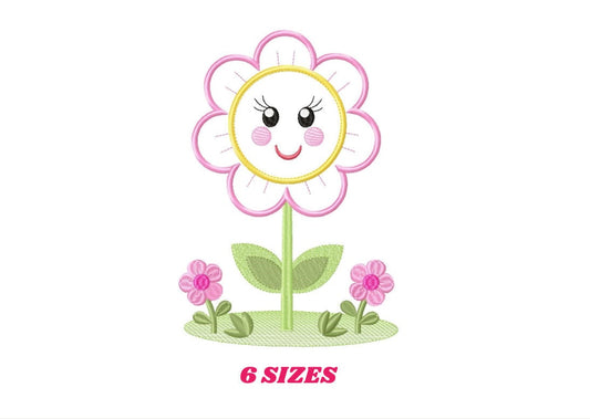 Flowers embroidery designs - Flower with face embroidery design machine embroidery pattern - Spring embroidery file - flower applique floral
