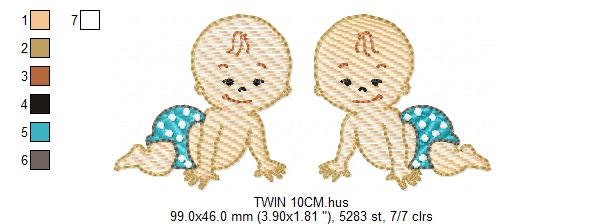 Baby boy embroidery design - Twins Bothers machine embroidery pattern - Toddler Newborn file - Instant digital download pes jef dst hus vp3