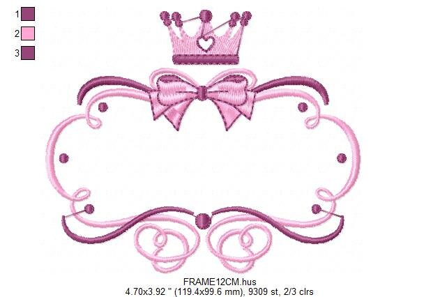 Crown embroidery designs - Princess Frame embroidery design machine embroidery pattern - newborn embroidery file - Princess Monogram frame