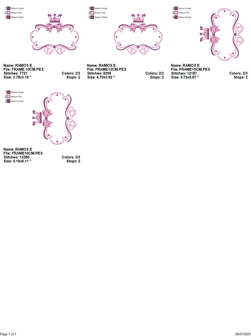Crown embroidery designs - Princess Frame embroidery design machine embroidery pattern - newborn embroidery file - Princess Monogram frame