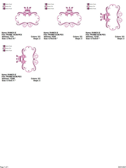 Crown embroidery designs - Princess Frame embroidery design machine embroidery pattern - newborn embroidery file - Princess Monogram frame