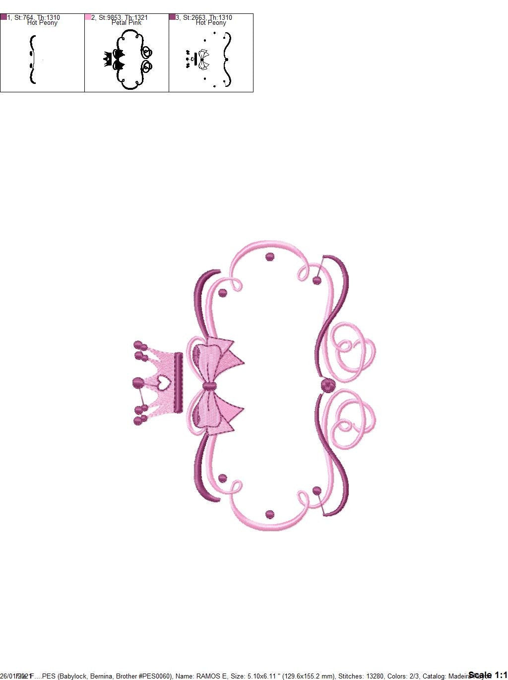 Crown embroidery designs - Princess Frame embroidery design machine embroidery pattern - newborn embroidery file - Princess Monogram frame