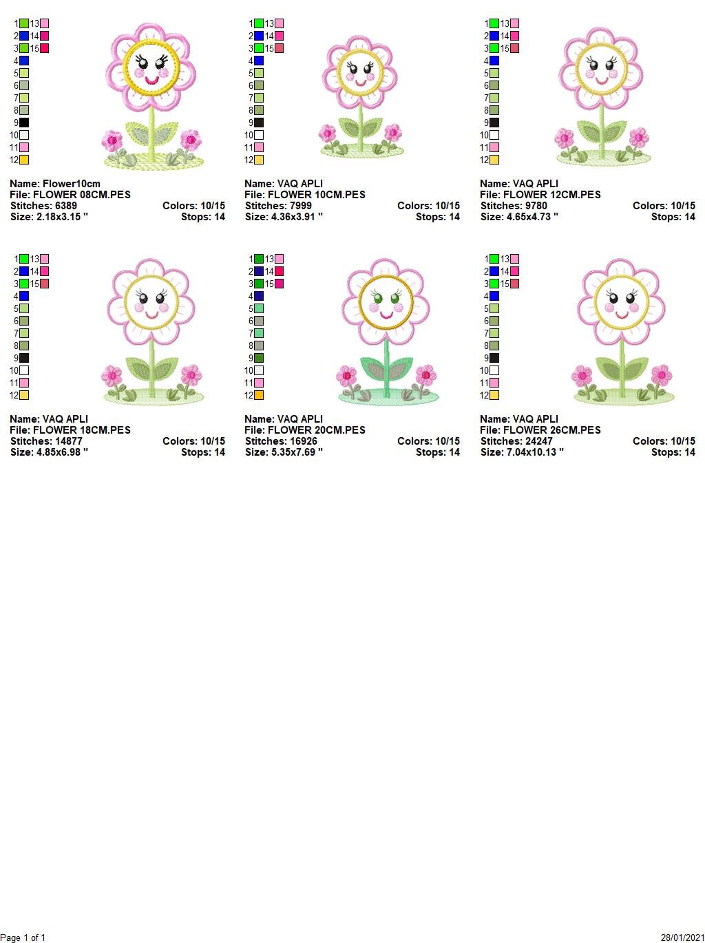Flowers embroidery designs - Flower with face embroidery design machine embroidery pattern - Spring embroidery file - flower applique floral