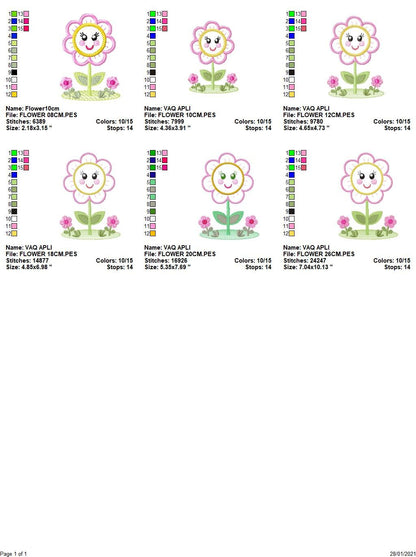 Flowers embroidery designs - Flower with face embroidery design machine embroidery pattern - Spring embroidery file - flower applique floral