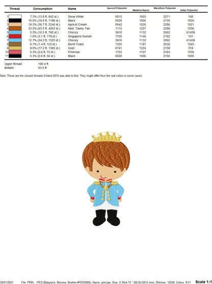 Prince embroidery designs - King embroidery design machine embroidery pattern - Baby boy embroidery file - Fairytale digital download pes