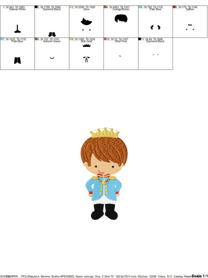 Prince embroidery designs - King embroidery design machine embroidery pattern - Baby boy embroidery file - Fairytale digital download pes