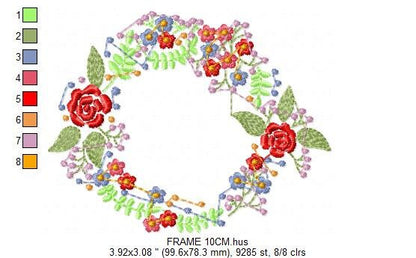 Monogram Frame embroidery designs - Flower embroidery design machine embroidery pattern - rose wreath embroidery file - Instant download pes Marcia Embroidery
