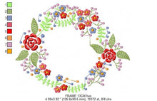 Laden Sie das Bild in den Galerie-Viewer, Monogram Frame embroidery designs - Flower embroidery design machine embroidery pattern - rose wreath embroidery file - baby girl embroidery
