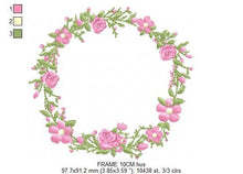 Laden Sie das Bild in den Galerie-Viewer, Frame embroidery designs - Flower embroidery design machine embroidery pattern - rose embroidery file girl embroidery - roses frame design
