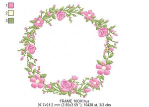 Frame embroidery designs - Flower embroidery design machine embroidery pattern - rose embroidery file girl embroidery - roses frame design