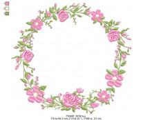 Charger l&#39;image dans la galerie, Frame embroidery designs - Flower embroidery design machine embroidery pattern - rose embroidery file girl embroidery - roses frame design
