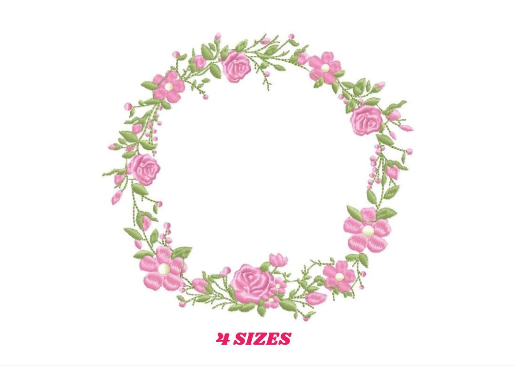 Frame embroidery designs - Flower embroidery design machine embroidery pattern - rose embroidery file girl embroidery - roses frame design