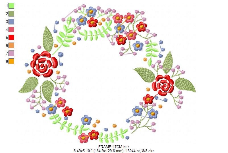 Monogram Frame embroidery designs - Flower embroidery design machine embroidery pattern - rose wreath embroidery file - Instant download pes Marcia Embroidery