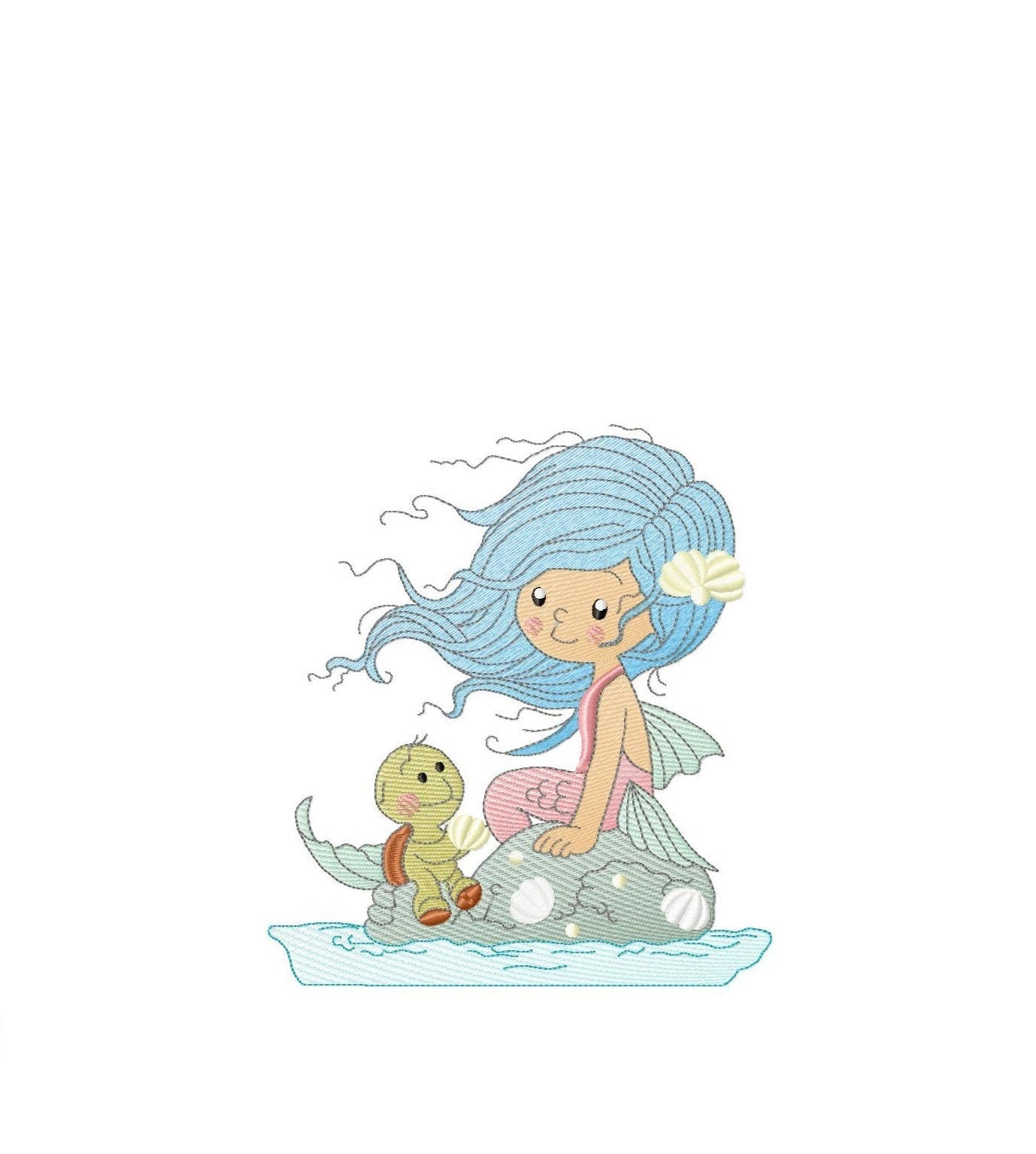Mermaid embroidery designs - Princess embroidery design machine embroidery pattern - Baby girl design embroidery file instant download pes