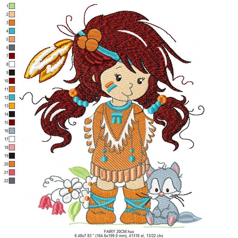 Indian Girl embroidery designs - Fairy embroidery design machine embroidery pattern - baby girl embroidery file - instant download pes jef