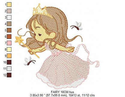 Fairy embroidery designs - Baby girl embroidery design machine embroidery pattern - Pixie embroidery file - Fairy design Instant Download