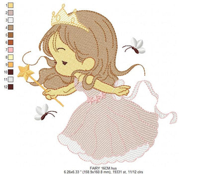 Fairy embroidery designs - Baby girl embroidery design machine embroidery pattern - Pixie embroidery file - Fairy design Instant Download