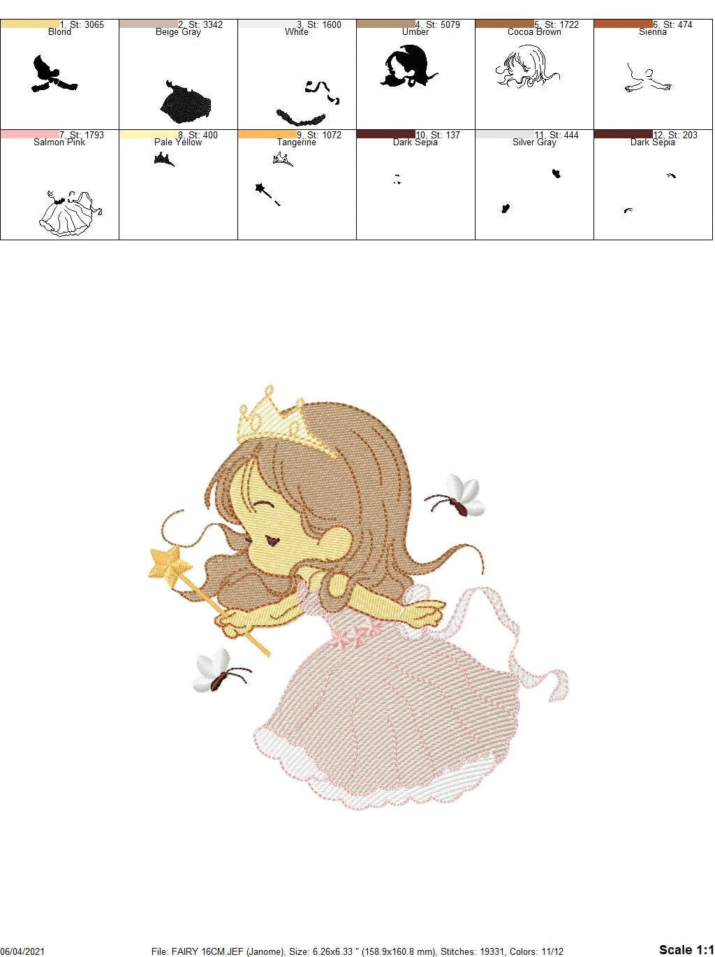 Fairy embroidery designs - Baby girl embroidery design machine embroidery pattern - Pixie embroidery file - Fairy design Instant Download