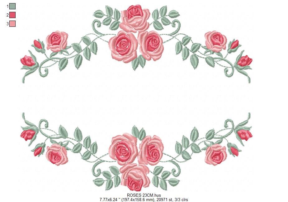 Roses embroidery designs - Flower embroidery design machine embroidery pattern - Flowers embroidery file - Flowers for towel embroidery pes Marcia Embroidery