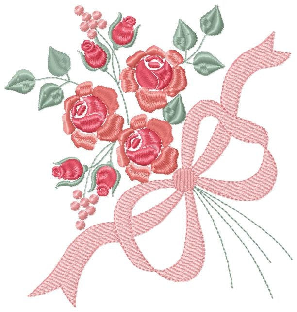 Flowers embroidery designs - Kitchen Towel embroidery design machine embroidery pattern - Roses embroidery file - Roses Bouquet embroidery