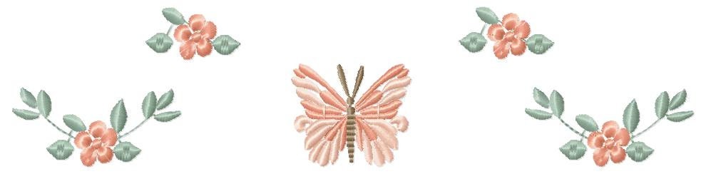 Flower embroidery designs - Butterfly embroidery design machine embroidery pattern - Tea towel embroidery file - Kitchen apron download pes