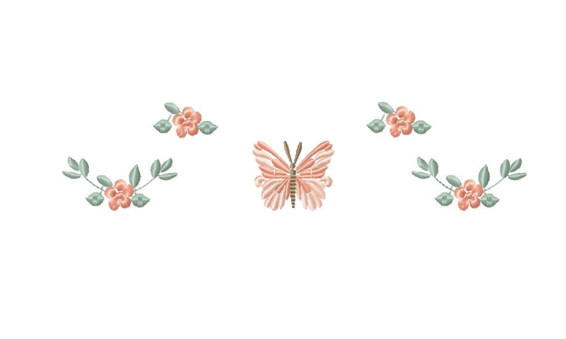 Flower embroidery designs - Butterfly embroidery design machine embroidery pattern - Tea towel embroidery file - Kitchen apron download pes
