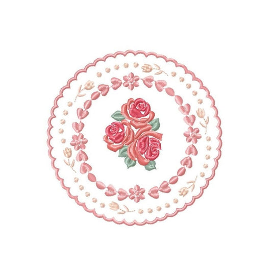 Flowers embroidery designs - Roses Frame Tag machine embroidery pattern - Floral Kitchen Towel - Instant digital download pes jef dst hus