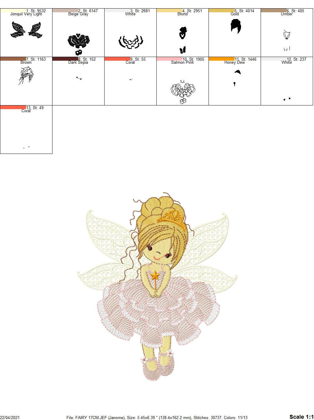 Fairy embroidery designs - Baby girl embroidery design machine embroidery pattern - Pixie embroidery file - Fairy design Instant Download