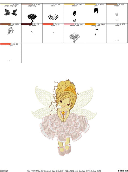 Fairy embroidery designs - Baby girl embroidery design machine embroidery pattern - Pixie embroidery file - Fairy design Instant Download