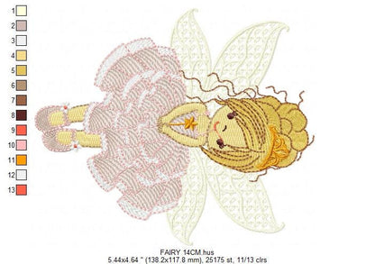 Fairy embroidery designs - Baby girl embroidery design machine embroidery pattern - Pixie embroidery file - Fairy design Instant Download