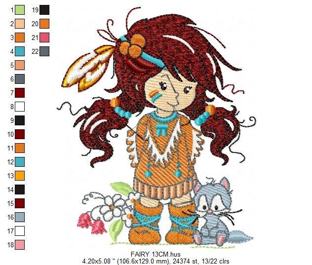 Indian Girl embroidery designs - Fairy embroidery design machine embroidery pattern - baby girl embroidery file - instant download pes jef