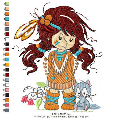 Indian Girl embroidery designs - Fairy embroidery design machine embroidery pattern - baby girl embroidery file - instant download pes jef