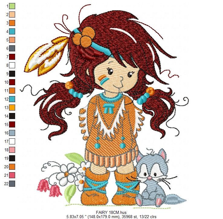 Indian Girl embroidery designs - Fairy embroidery design machine embroidery pattern - baby girl embroidery file - instant download pes jef