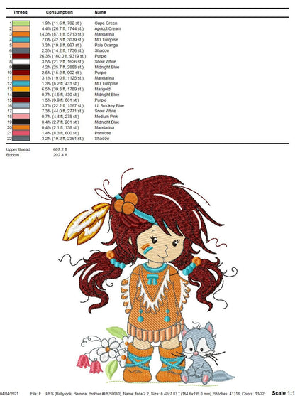 Indian Girl embroidery designs - Fairy embroidery design machine embroidery pattern - baby girl embroidery file - instant download pes jef