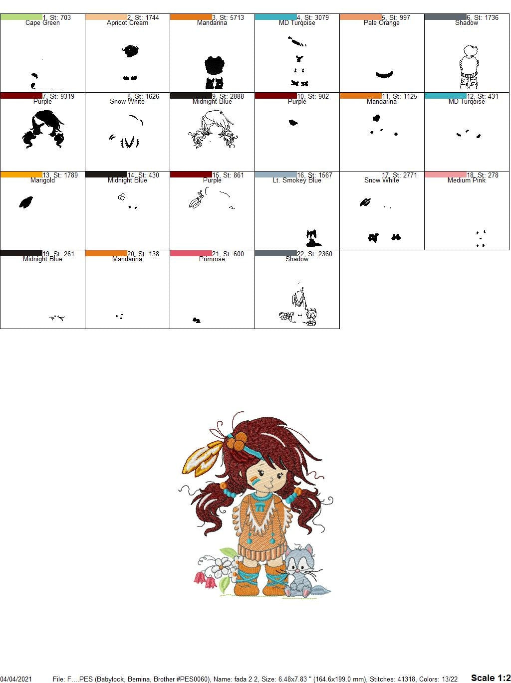 Indian Girl embroidery designs - Fairy embroidery design machine embroidery pattern - baby girl embroidery file - instant download pes jef