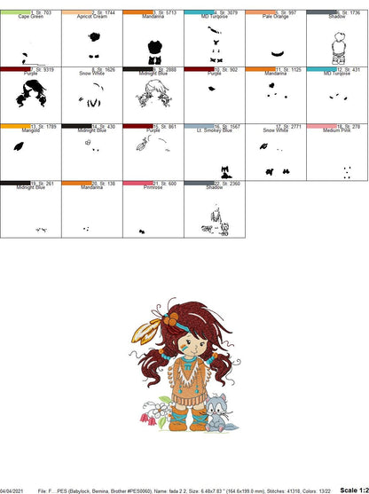 Indian Girl embroidery designs - Fairy embroidery design machine embroidery pattern - baby girl embroidery file - instant download pes jef