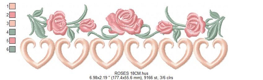 Roses embroidery designs - Kitchen Towel embroidery design machine embroidery pattern - Floral embroidery file - instant download pes jef