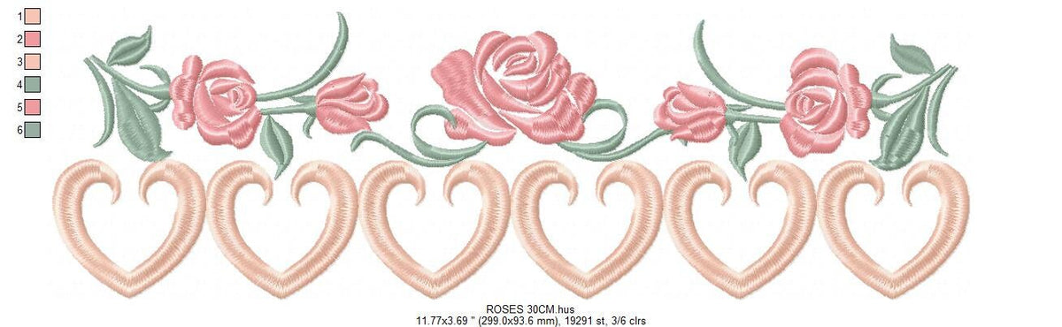 Roses embroidery designs - Kitchen Towel embroidery design machine embroidery pattern - Floral embroidery file - instant download pes jef