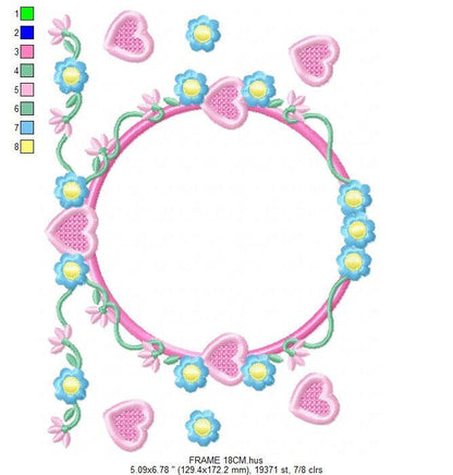 Monogram Frame embroidery designs - Flower embroidery design machine embroidery pattern - Rose wreath embroidery file - instant download