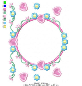 Monogram Frame embroidery designs - Flower embroidery design machine embroidery pattern - Rose wreath embroidery file - instant download