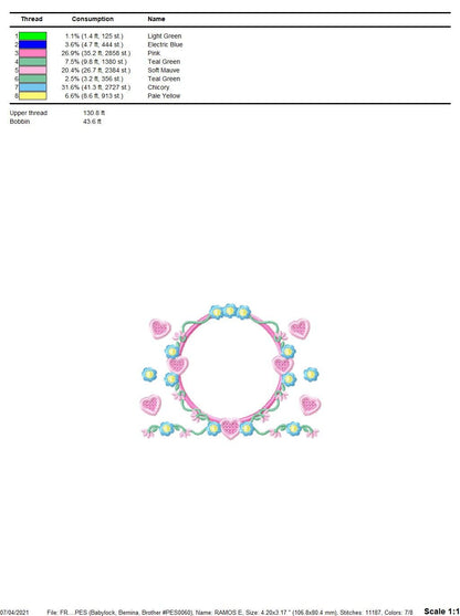 Monogram Frame embroidery designs - Flower embroidery design machine embroidery pattern - Rose wreath embroidery file - instant download